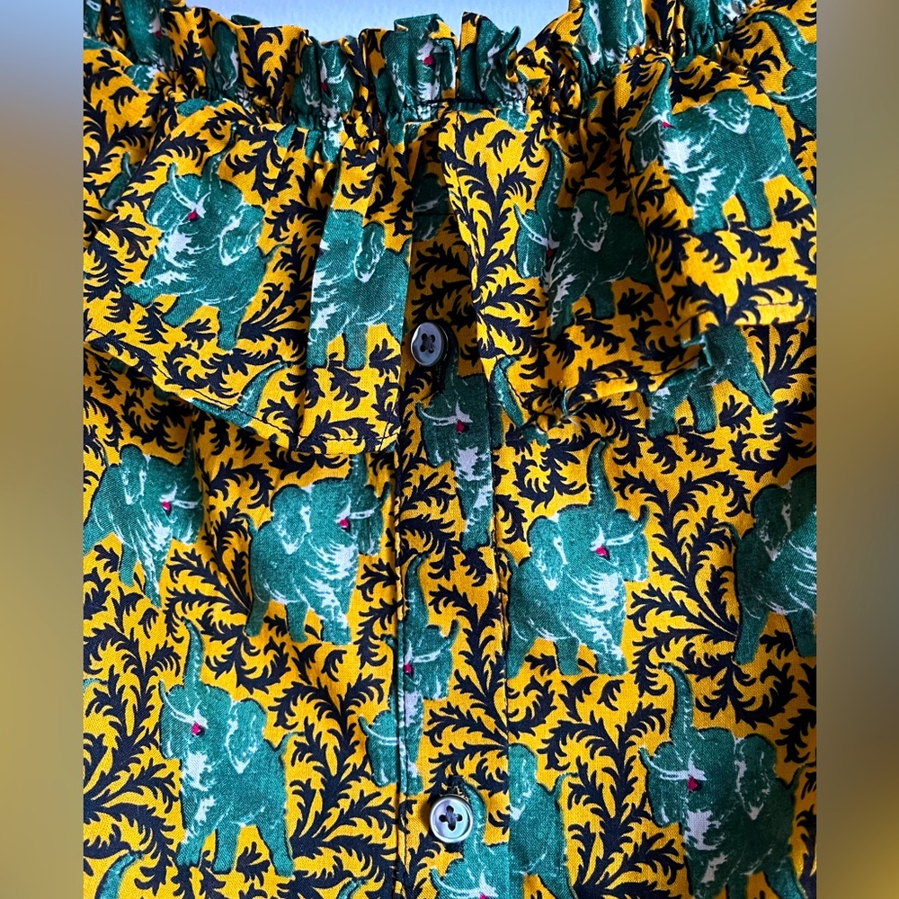 J. CREW Ruffled Elephant Print Blouse - Picture 9 of 15